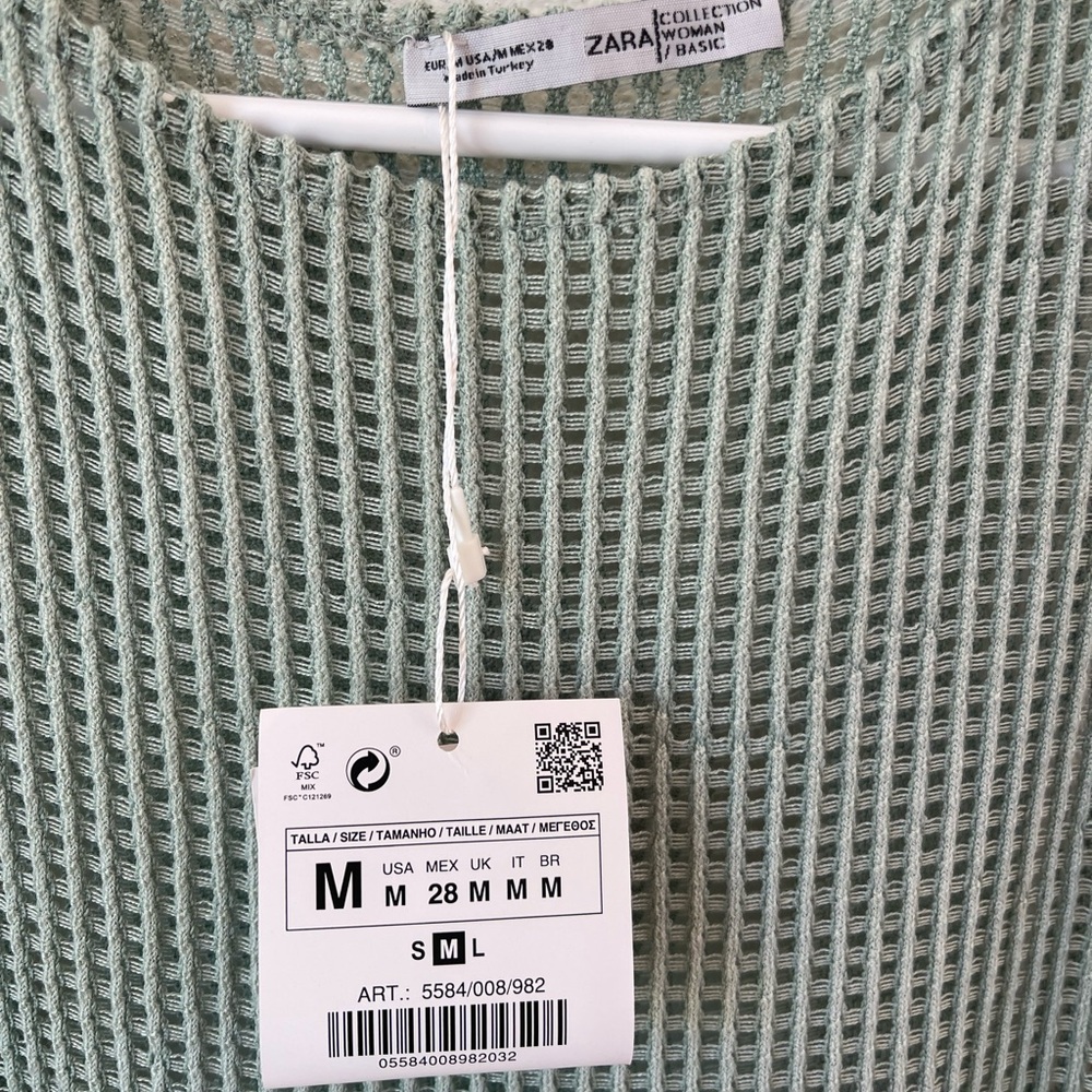 NWT Zara Fringed Knit Maxi Dress in Sage Green - Picture 2 of 3